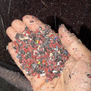 HDPE regrind fracture melt (1 mfi) from big sheets.