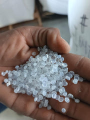 Pe plant sweepings, could have some moisture, small chunks/powder