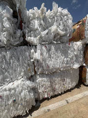 HDPE natural bottles with caps and labels